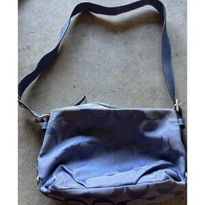 Vintage Coach Blue Carly Women’s Handbag Purse Bag Signature Print Canvas F15068